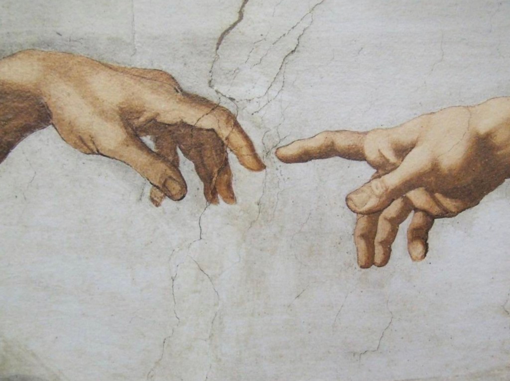 Image symbolizes the connection between and existential questions about God and man