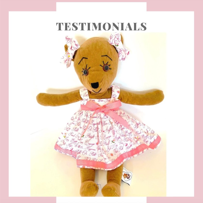 Sample of wear pink cancer dress for hope and cancer teddy bears.